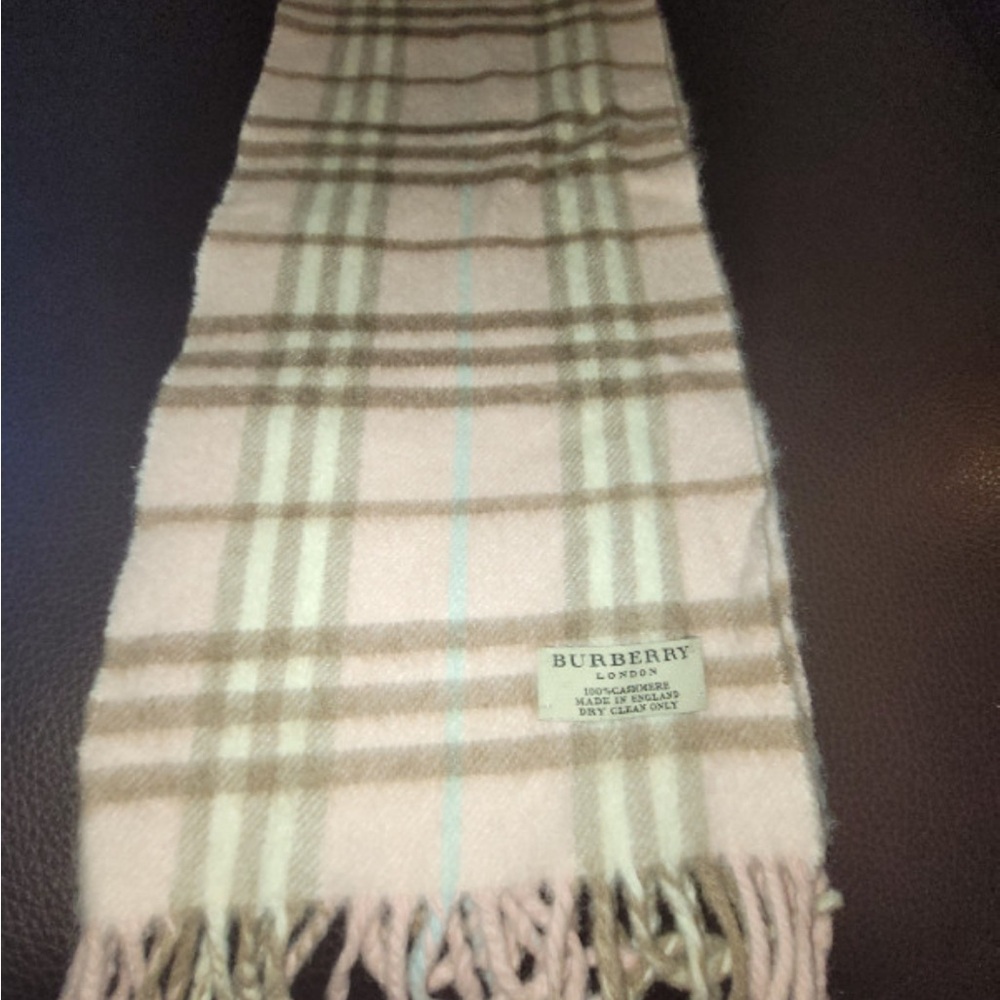 Burberry Pink and Brown Checkered Scarf